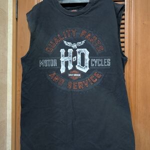 Harley-Davidson Black Sleeveless Graphic Tee - HD Motorcycles Sz. M